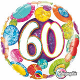 60th Birthday Foil 45cm Multi Coloured #37909