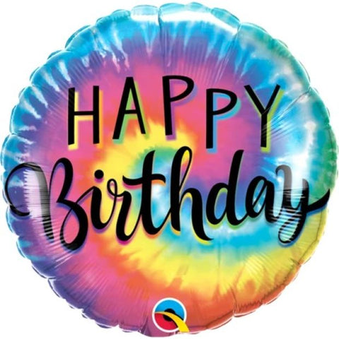 Birthday Tie Die Swirls INFLATED Foil 45cm (18") Round Foil  #18912