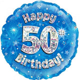 50th Birthday Foil Blue Balloon Oaktree #228021