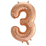 Giant INFLATED Rose Gold Number 3 Foil 86cm Balloon #213743