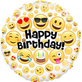 Emoji Faces Happy Birthday Foil 45cm Balloon #229417