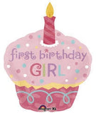 Foil Supershape 1st Cupcake Pink #119924