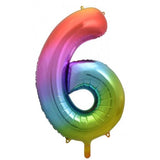 Giant INFLATED Rainbow Splash Number 6 Foil 86cm Balloon #213776