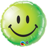Smiley Face Lime Green Foil 45cm Balloon INFLATED #29628