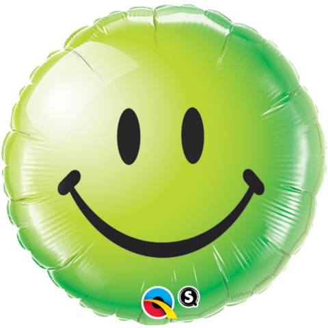 Smiley Face Lime Green Foil 45cm Balloon INFLATED #29628
