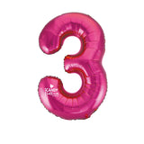 Giant INFLATED Magenta Number 3 Foil 86cm Balloon #213723