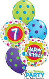 Happy 7th Birthday Polka Dot Balloon Bouquet