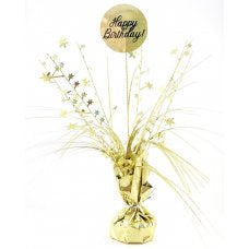 Happy Birthday Holographic Gold Centrepiece Weight 165gm #273044