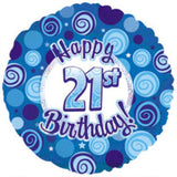 Foil 45cm Dazzeloon 21st Blue #14732