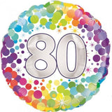 80 80th Colourful Confetti Foil Balloon 45cm #227024