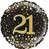 Oaktree Foil 45cm Sparkling Black and Gold Fizz 21st #227246