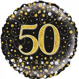Sparkling Black and Gold Fizz 50th Foil Balloon 45cm #227277