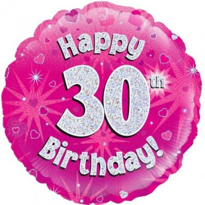 Happy 30th Birthday Pink Holographic Foil 45cm #227710