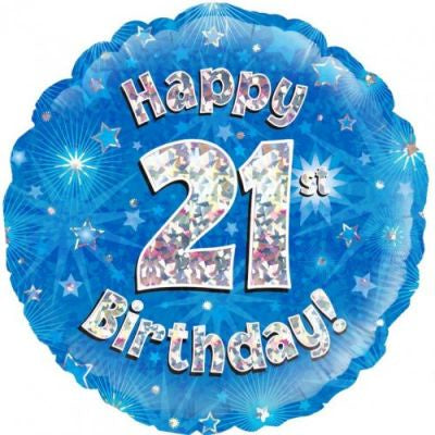 Happy 21st Birthday Blue HolographicFoil 45cm #227994