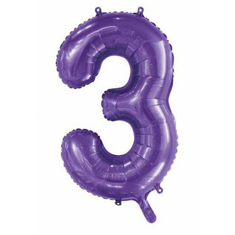 Giant INFLATED Purple Number 3 Foil 86cm Balloon #213843