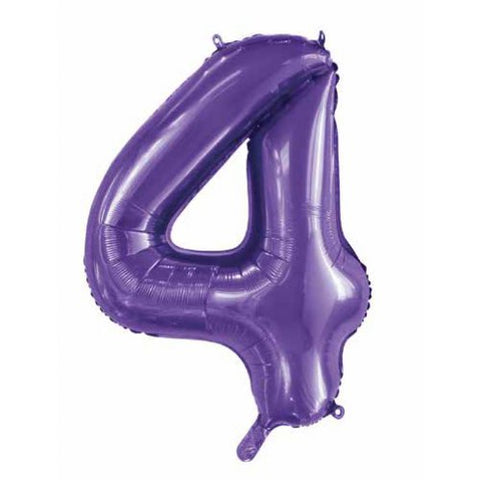 Giant INFLATED Purple Number 4 Foil 86cm Balloon #213844