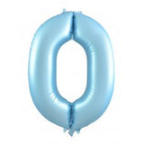 Giant INFLATED Matte Pastel Light Blue Number Zero 0 Foil 86cm Balloon #213860