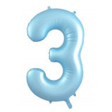 Giant INFLATED Matte Pastel Light Blue Number 3 Foil 86cm Balloon #213863