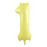 Giant INFLATED Matte Pastel Yellow Number 1 Foil 86cm Balloon #213871