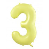 Giant INFLATED Matte Pastel Yellow Number 3 Foil 86cm Balloon #213873