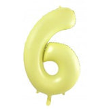 Giant INFLATED Matte Pastel Yellow Number 6 Foil 86cm Balloon #213876