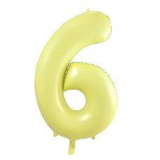 Giant INFLATED Matte Pastel Yellow Number 6 Foil 86cm Balloon #213876