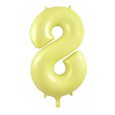 Giant INFLATED Matte Pastel Yellow Number 8 Foil 86cm Balloon #213878