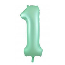 Giant INFLATED Matte Pastel Mint Number 1 Foil 86cm Balloon #213881