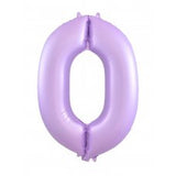 Giant INFLATED Matte Pastel Lilac Number Zero 0 Foil 86cm Balloon #213890