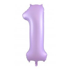 Giant INFLATED Matte Pastel Lilac Number 1 Foil 86cm Balloon #213891