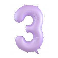 Giant INFLATED Matte Pastel Lilac Number 3 Foil 86cm Balloon #213893