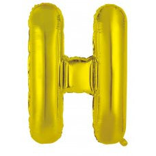 Giant Letter Balloon H Gold Foil INFLATED 86cm #213947