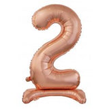 Standing Air Filled Foil Balloon Rose Gold Number 2 Two 30inch #140223