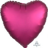 Pomegranate / Magenta Heart Foil Satin 43cm INFLATED #36828