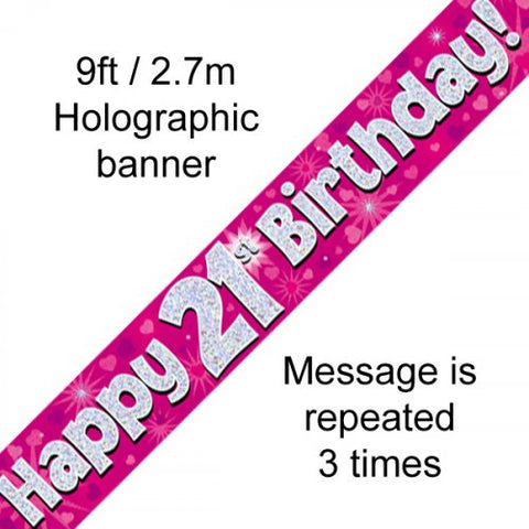 21st Birthday Pink Banner 2.7m Oaktree