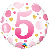 5th Pink Dots Foil Balloon 45cm (18") INFLATED #23153