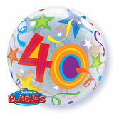 40th Birthday Bubble Balloon Multi Coloured #24170