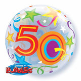 50th Birthday Bubble Balloon Multi Coloured #24171