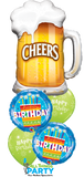 Cheers Happy Birthday Blue Cake Balloon Bouquet #CHBBC03