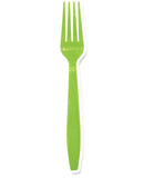 Lime Green Reusable Plastic Cutlery Forks 20pk