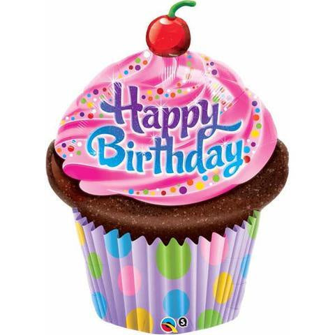 Happy Birthday Cupcake with Dots Foil Supershape #16083