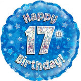 17th Birthday Foil Blue Balloon Oaktree #22797