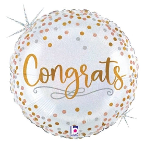 Congrats Confetti Holographic Foil Balloon 46cm 18inch #26182
