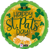 St. Pat's Beer and Shamrocks Foil Balloon 45cm (18") INFLATED #26334