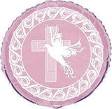 Dove Cross Pink Foil Balloon 45cm INFLATED #29891
