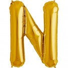 Gold Letter N foil Balloon AIR FILLED SMALL 41cm #00580
