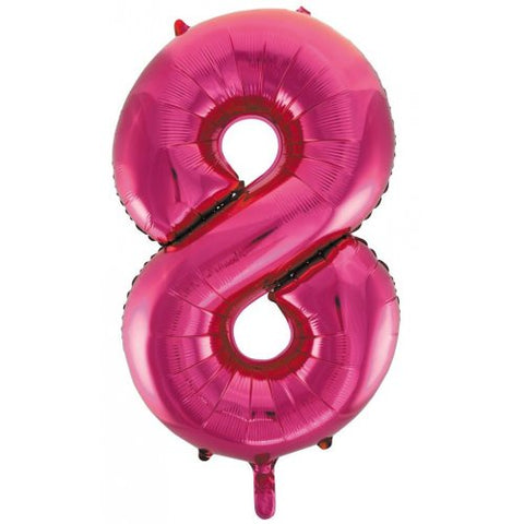 Giant INFLATED Magenta Number 8 Foil 86cm Balloon #213728