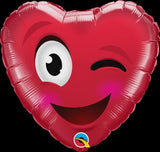 Smiley Wink Red Heart Foil 45cm Balloon #78549