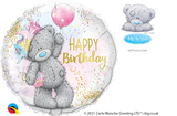 Happy Birthday Teddy Crown Foil 45cm Balloon #19271