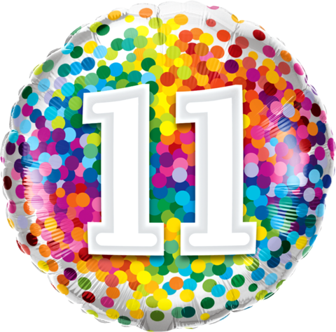11th Birthday Foil 45cm Confetti Print Balloon #13518